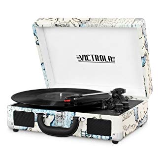 Vitkatronics Red & White Portable Turntable Suitcase USB Record Player Ambassador