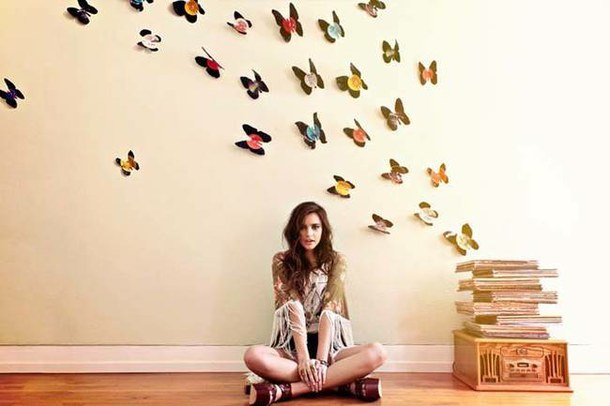 3D butterflies from vinyl record